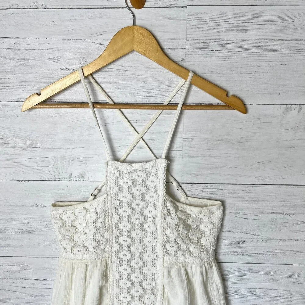 O'Neill Dress Womens Size Medium Ivory Shelby Gauzy Embroidered Babydoll Summer - Picture 8 of 16